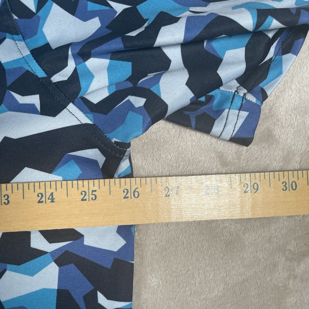 Maelreg Performance Polo Shirt Men's 2XL Blue Geometric Lightweight Golf UPF - Picture 7 of 8